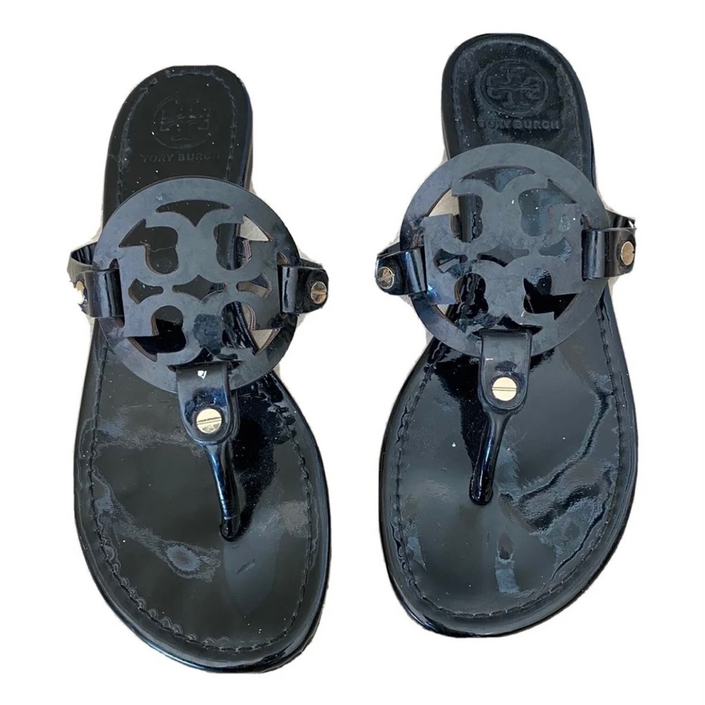 Tory Burch Size 9 Patent Leather Women's Miller Sandal - Black